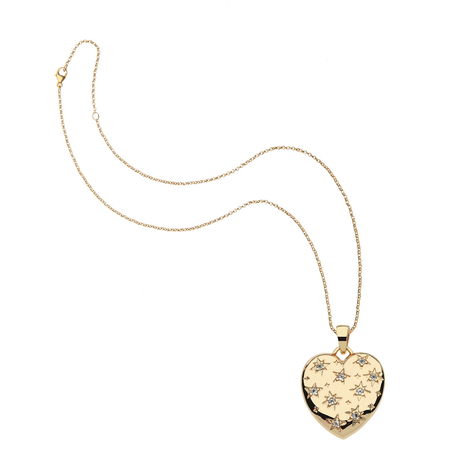 Set in the Stars heart pendant on classic rolo chain
