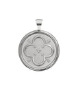 Silver Coin Pendant with Quatrefoil and heart illustration