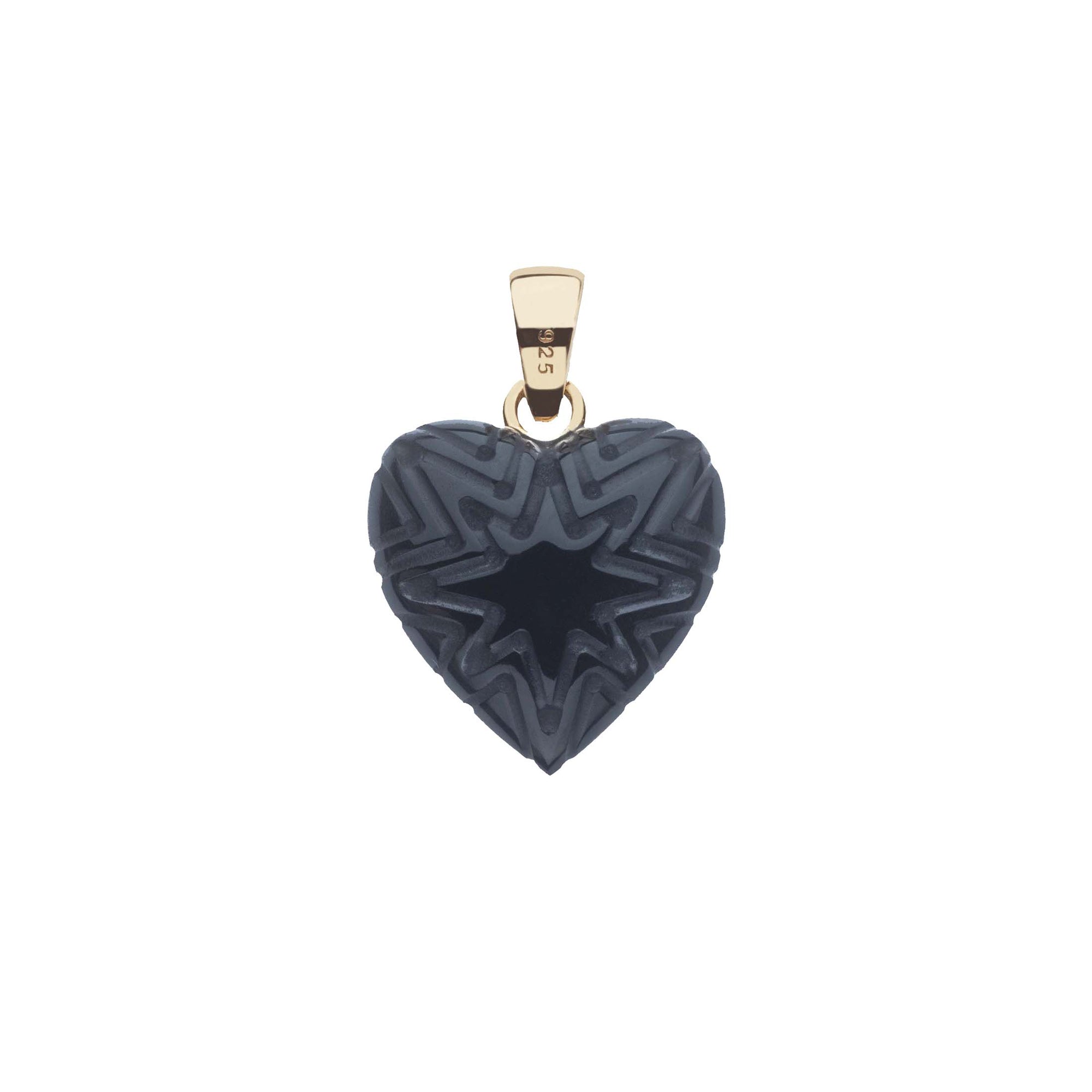 LOVE Starburst Stone Heart Pendant in Onyx