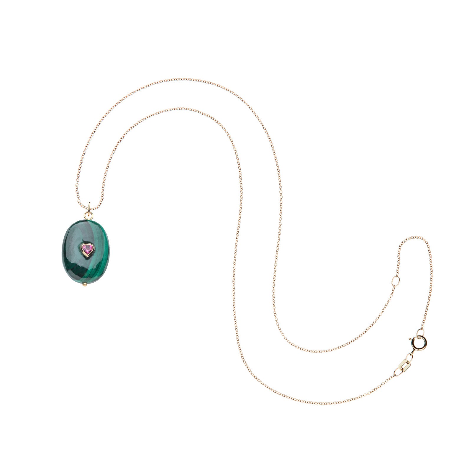 LOVE Malachite Wishing Stone in Solid Gold