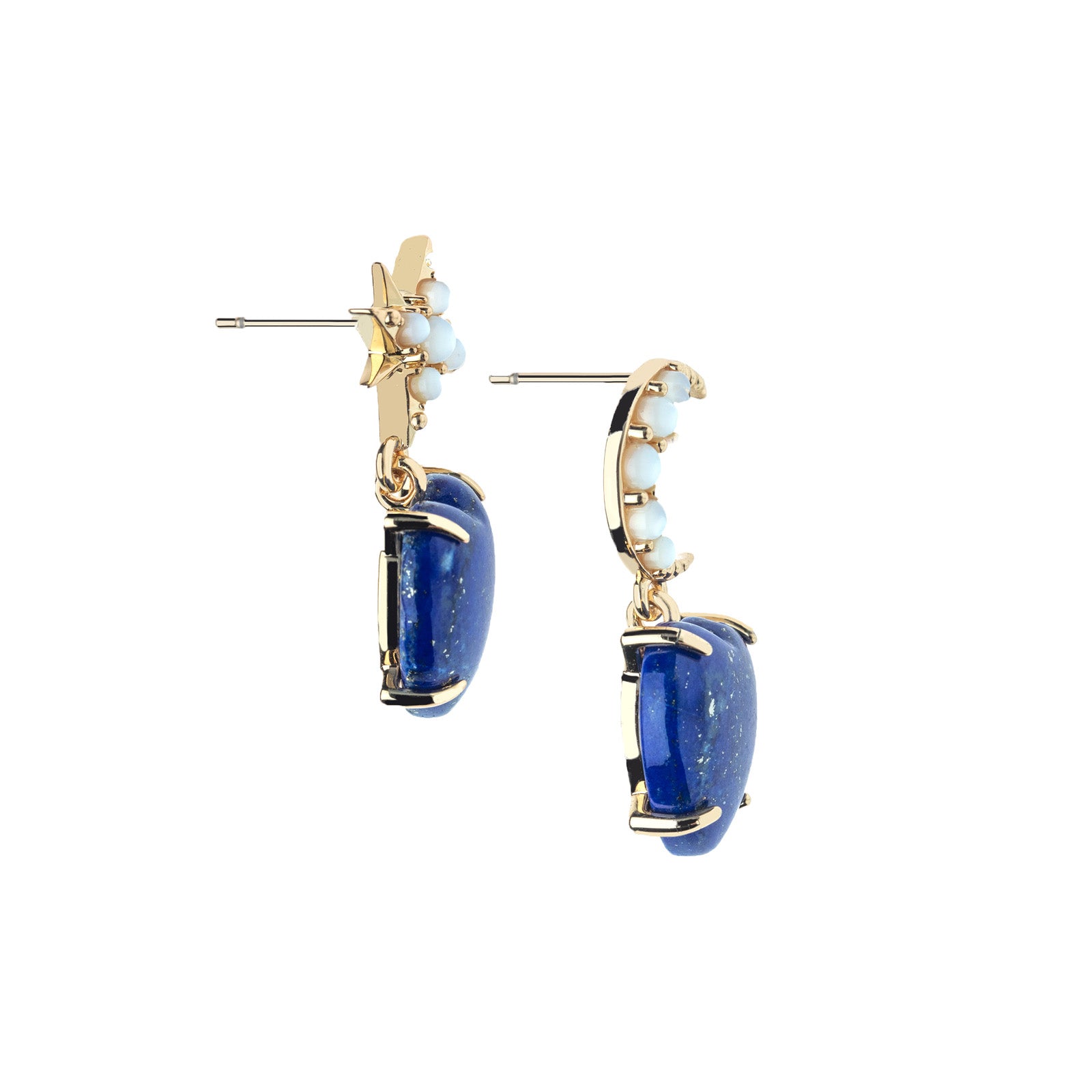 Side view of love you to the moon and stars earrings