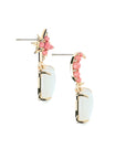 Side view of the love you to the moon and stars earrings in mother of pearl