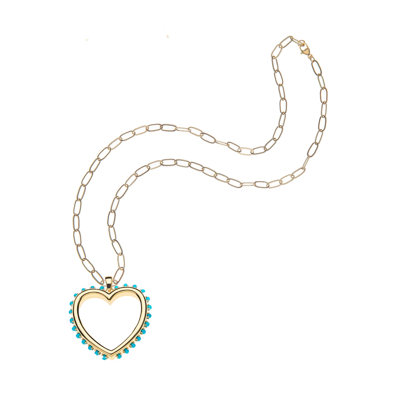 Love Open Your Heart Pendant on drawn link chain