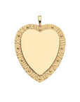 Shiny gold heart-shaped pendant with Roman Numbers and dots around the outer edge.