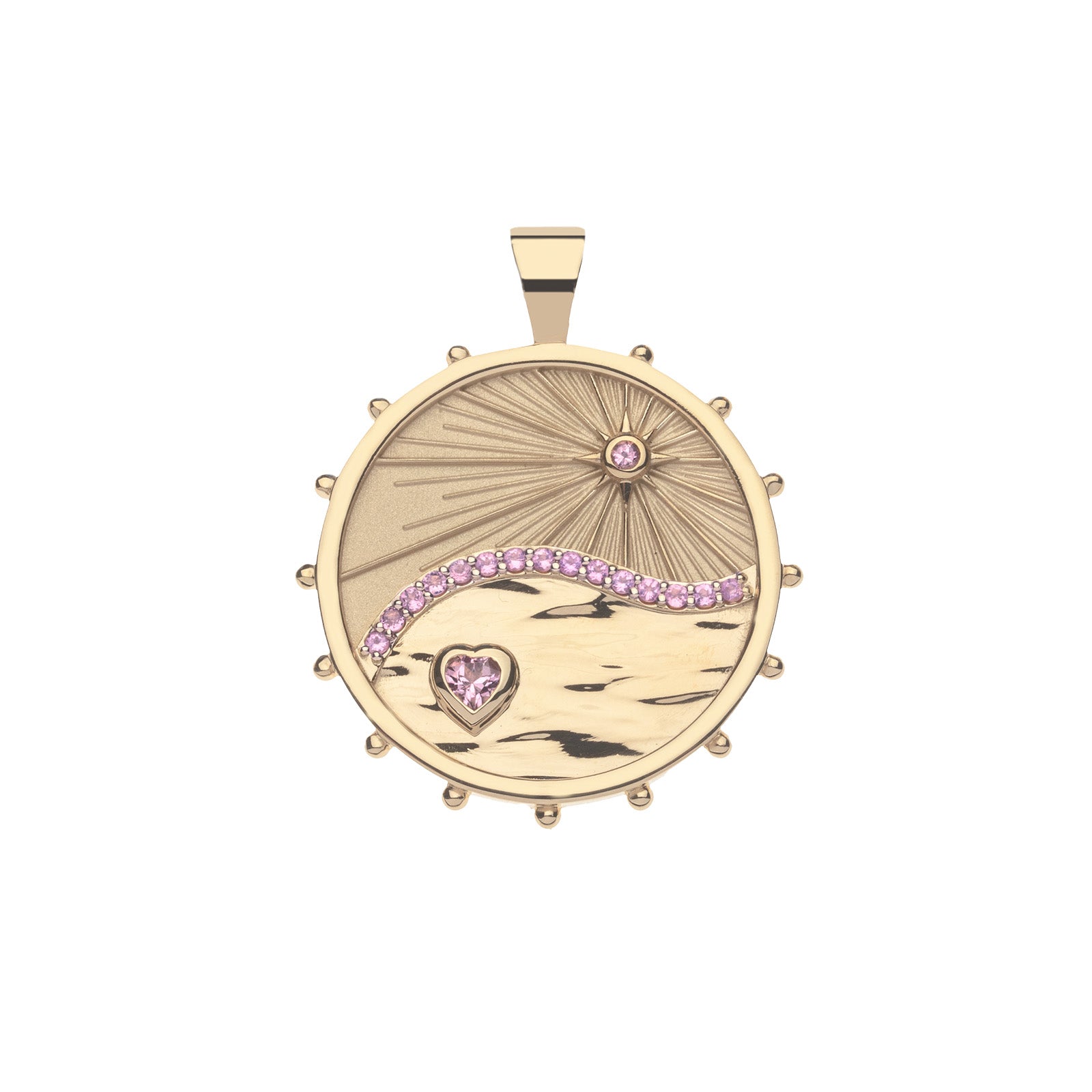 Love - Courage - Strength Embellished Original Pendant Coin in Solid Gold