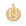 Gold coin pendant with the word love featuring arrow and heart detail