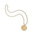 Gold Original Love Coin Pendant on grande rolo chain