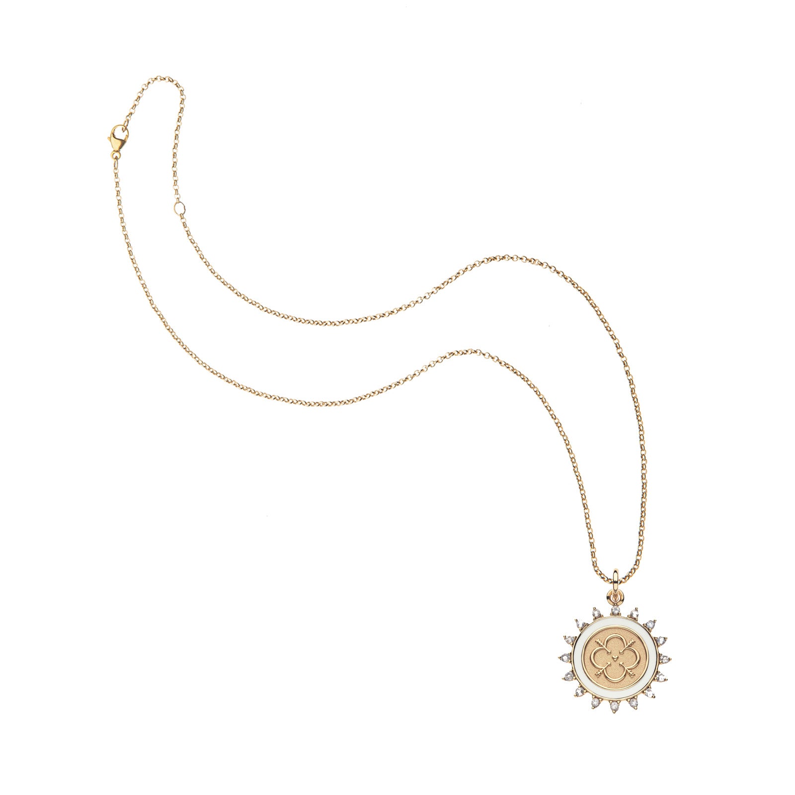 Love petite embellished coin on classic rolo chain