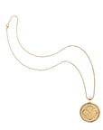 Gold Original Love Coin Pendant on classic rolo chain