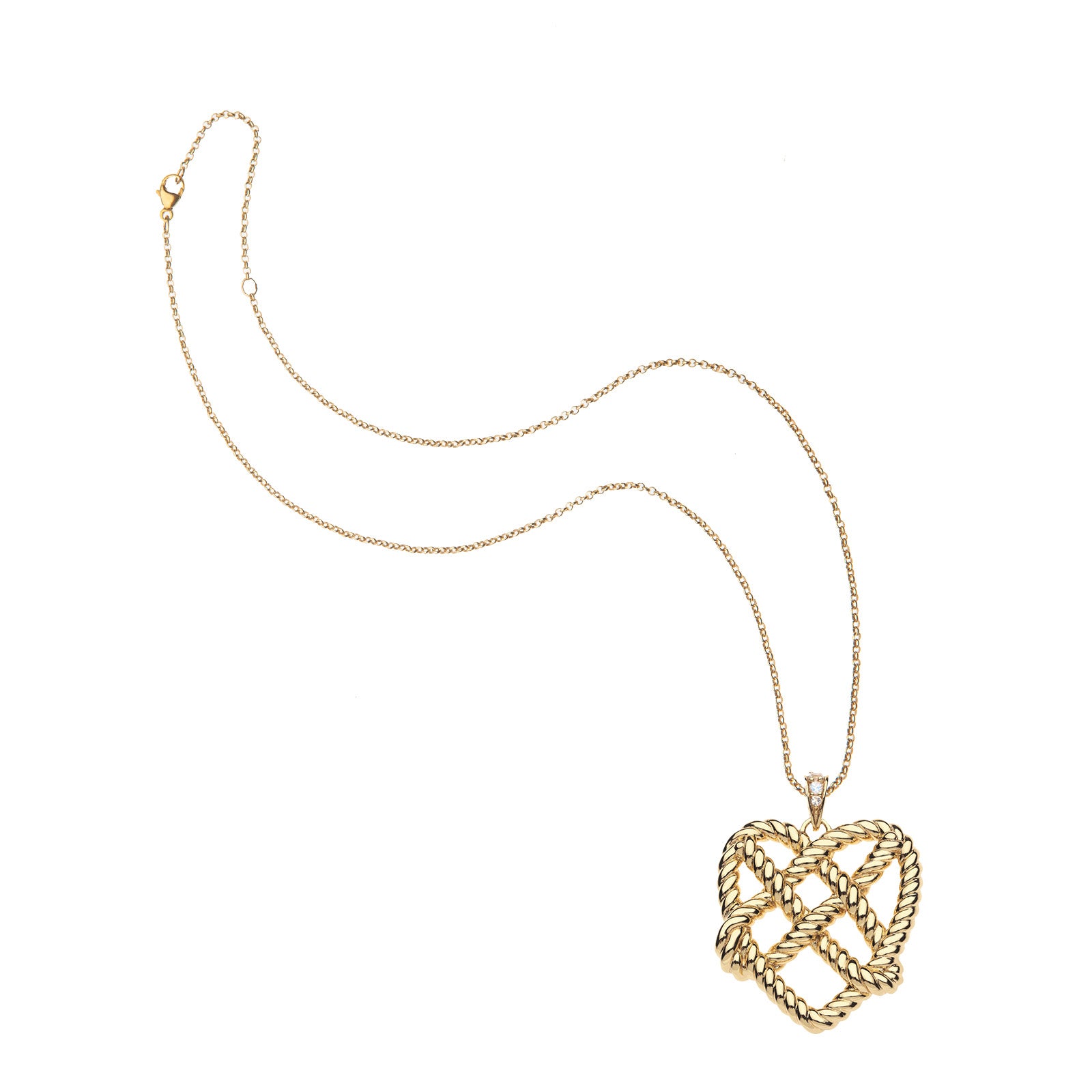 Love in a knot pendant on classic rolo chain