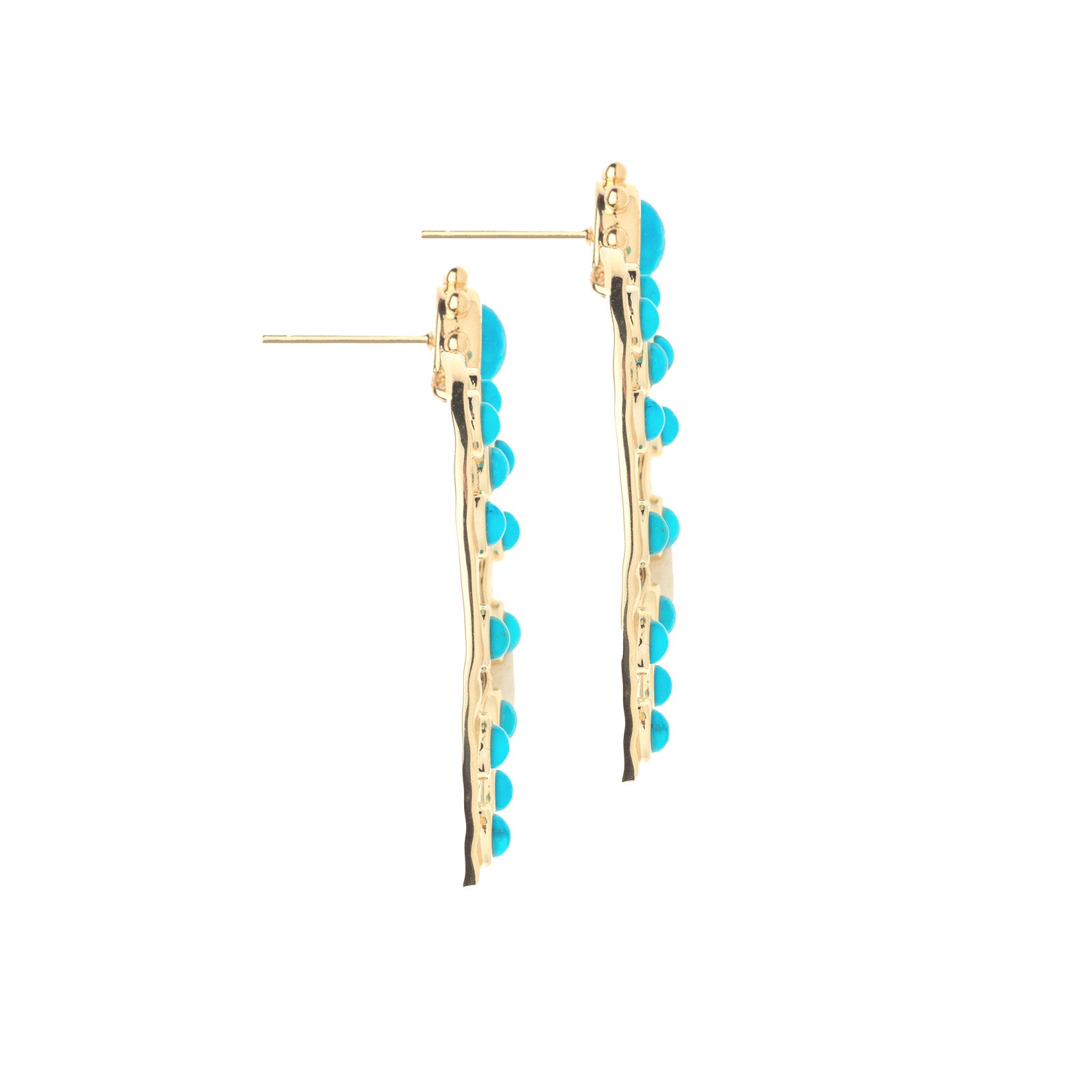 Side view of the love in the sun earrings in turquoise