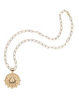Ladybug coin pendant on drawn link chain