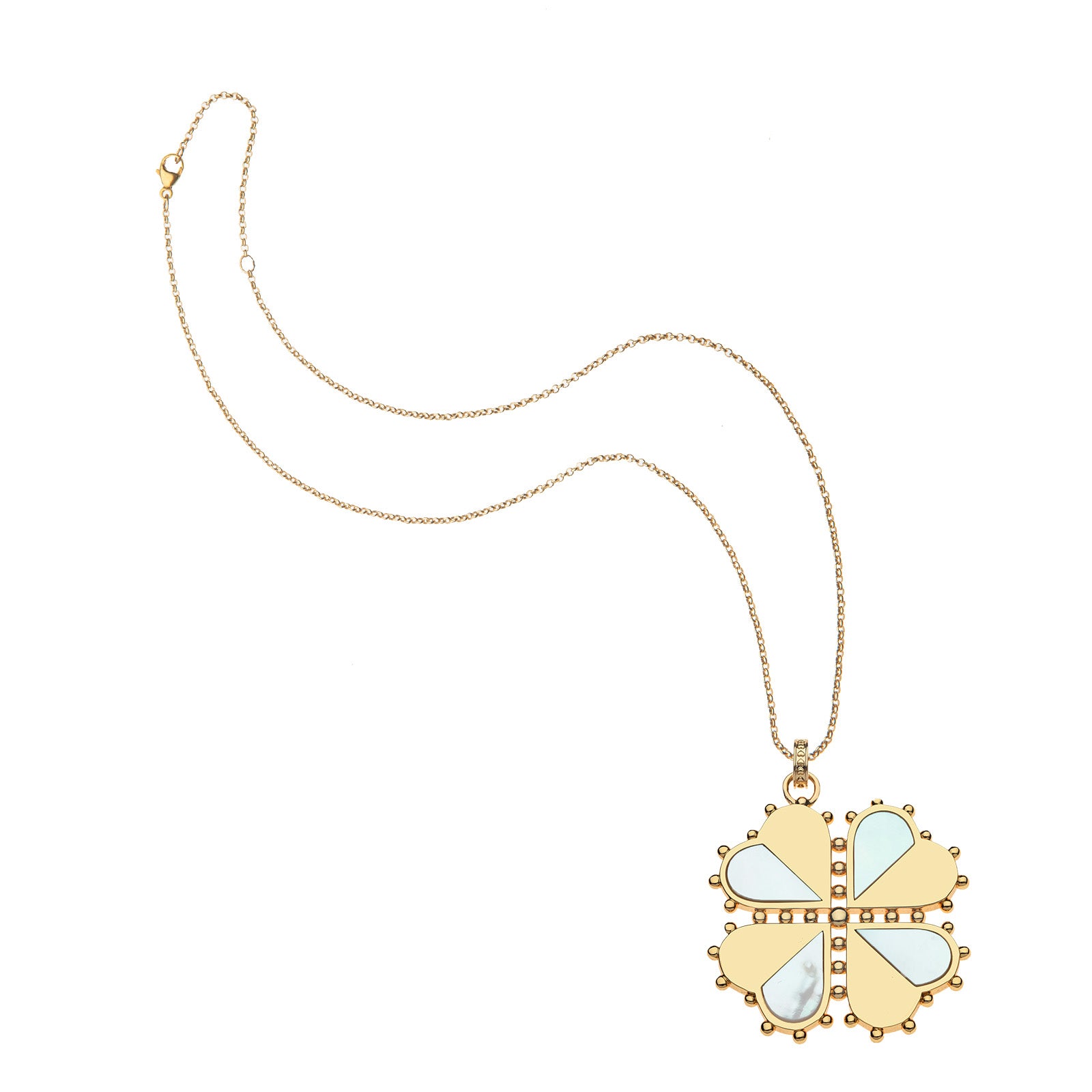 Half my heart clover pendant on the classic rolo chain