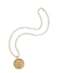 Gold Lucky Coin on Drawn Link Chain