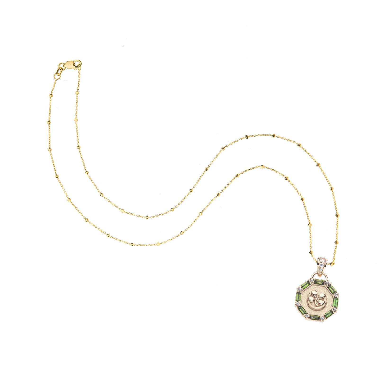 LUCKY Petite Embellished Coin in Solid Gold