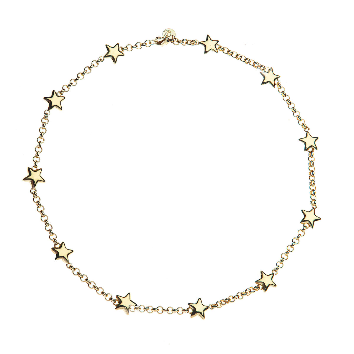 Gold chain with stations of puffy 5-point stars