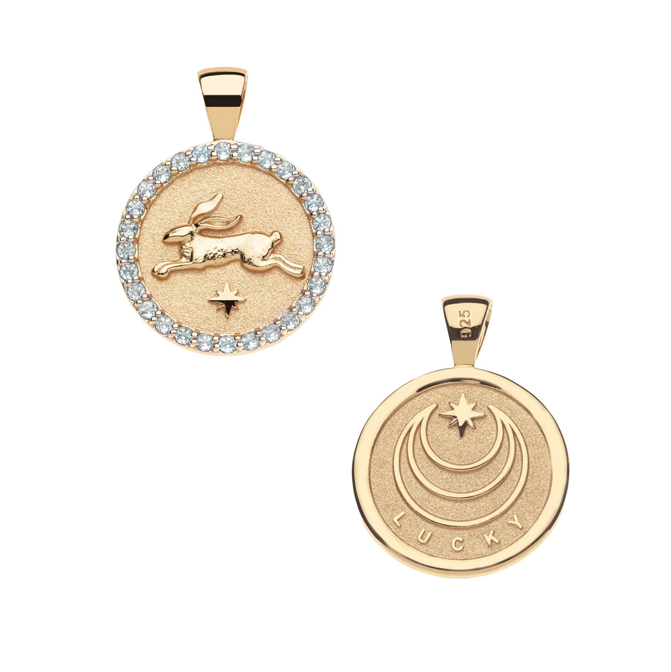 LUCKY Rabbit JW Small Embellished Pendant Coin – Jane Win Jewelry