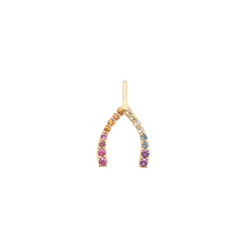 LUCKY Rainbow Mini Wishbone Pendant in 10k