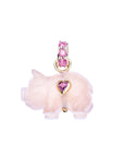LUCKY Rose Chalcedony Pig Pendant in Solid Gold