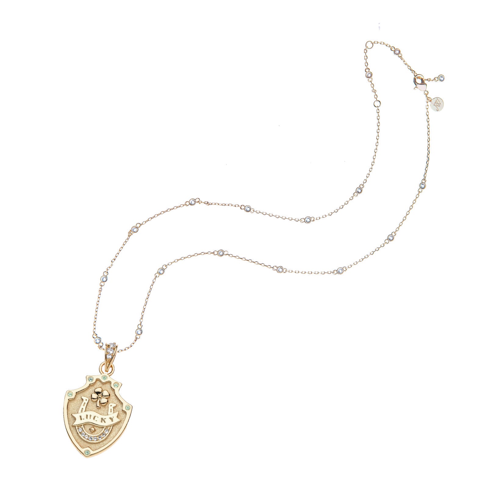 Pendant Coin Necklace with Symbol and Inspired Word - LUCKY – Jane