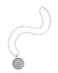 Silver Lucky Coin on Drawn Link Chain