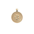 Gold Coin Pendant with Four leaf clover and horseshoe illustration