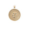 Gold Coin Pendant with Four leaf clover and horseshoe illustration