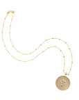 Gold lucky coin on 14 karat satellite chain