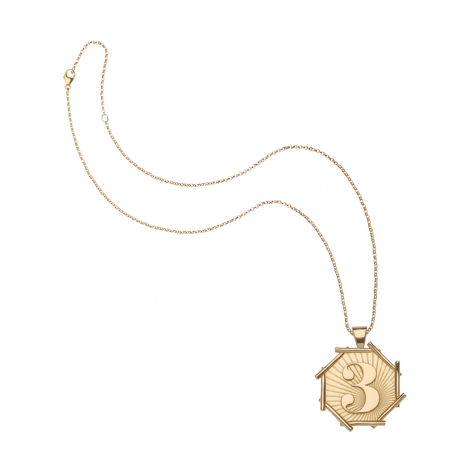 3 lucky bamboo LUCKY Bamboo Number 3 Gold / 18" Drawn Link Chain