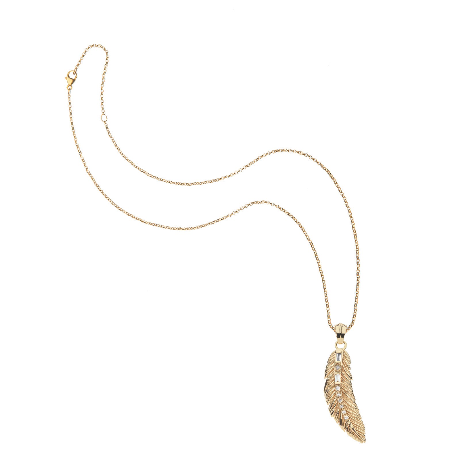 Lucky feather pendant on classic rolo chain