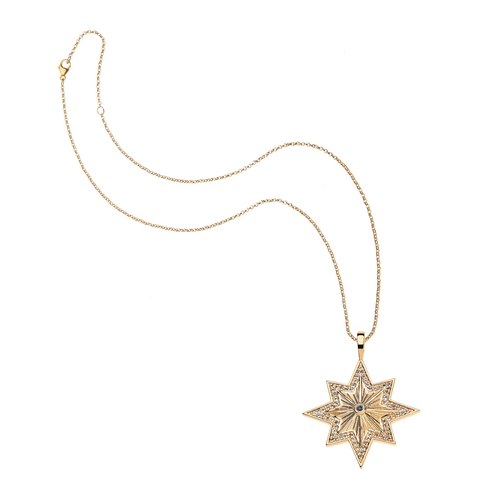 Embellished wish on a star pendant on the classic rolo chain
