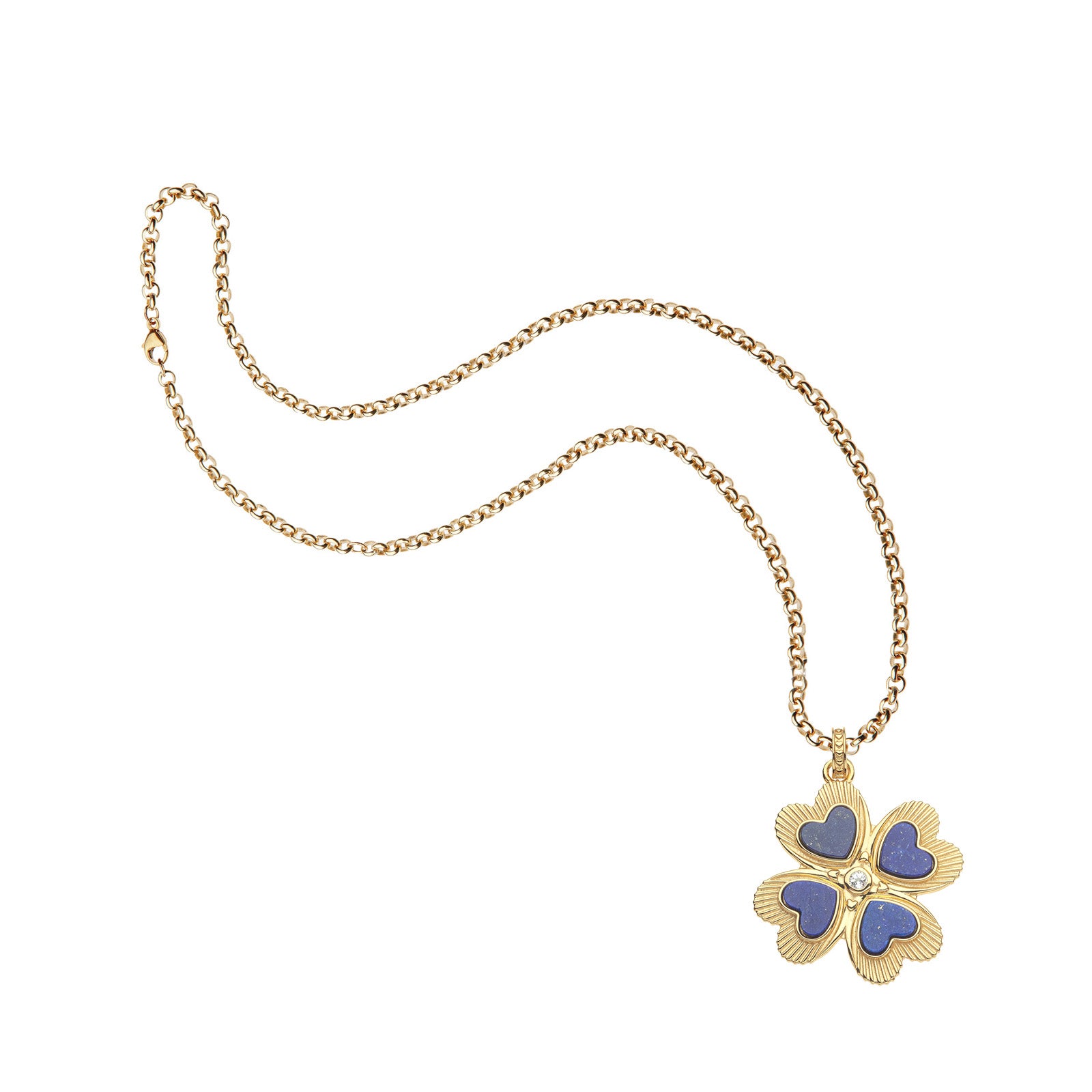 4 leaf clover pendant on grande rolo chain