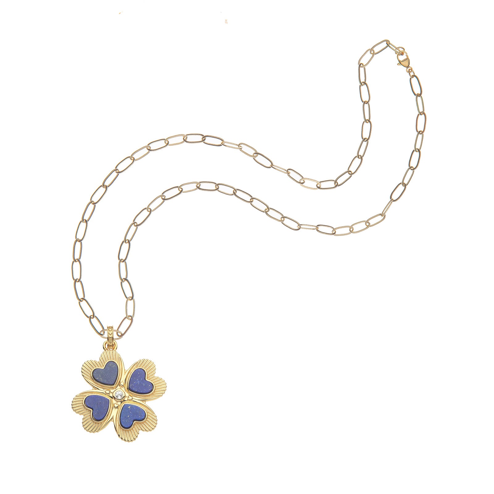 4 leaf clover pendant on drawn link chain