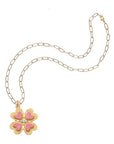Lucky in love clover pendant on the drawn link chain