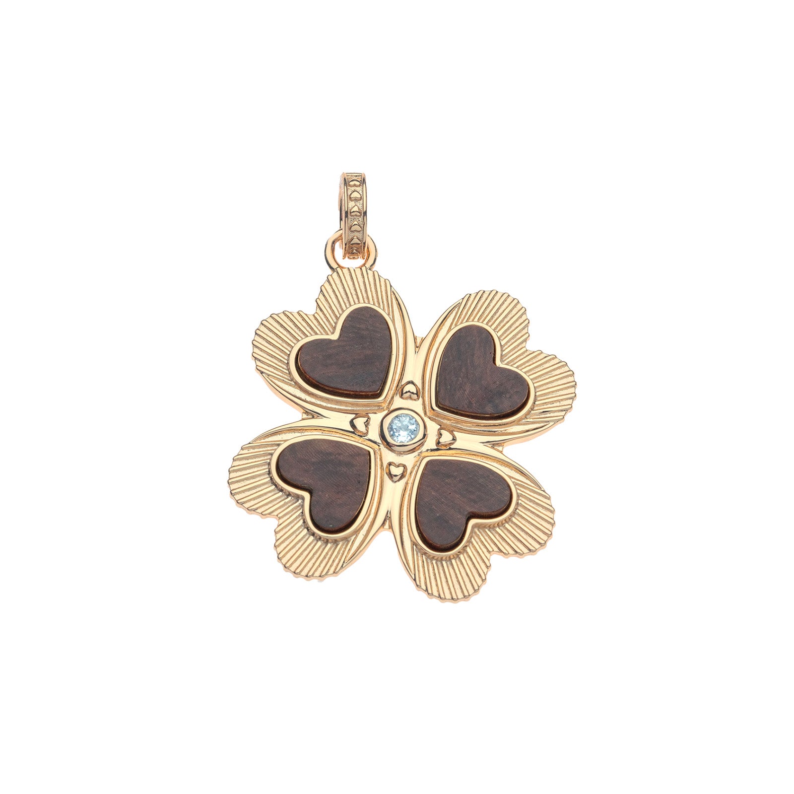 LUCKY in Love Clover Pendant with Wood