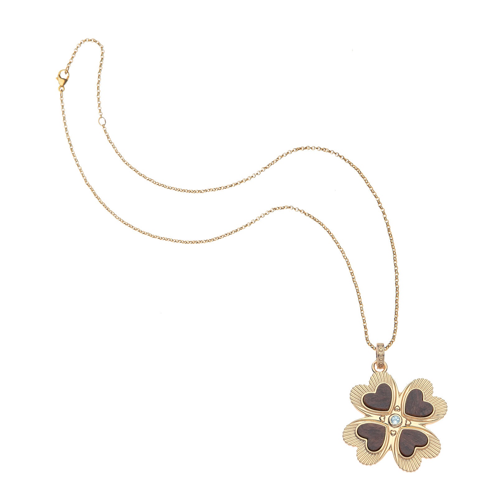 LUCKY in Love Clover Pendant with Wood
