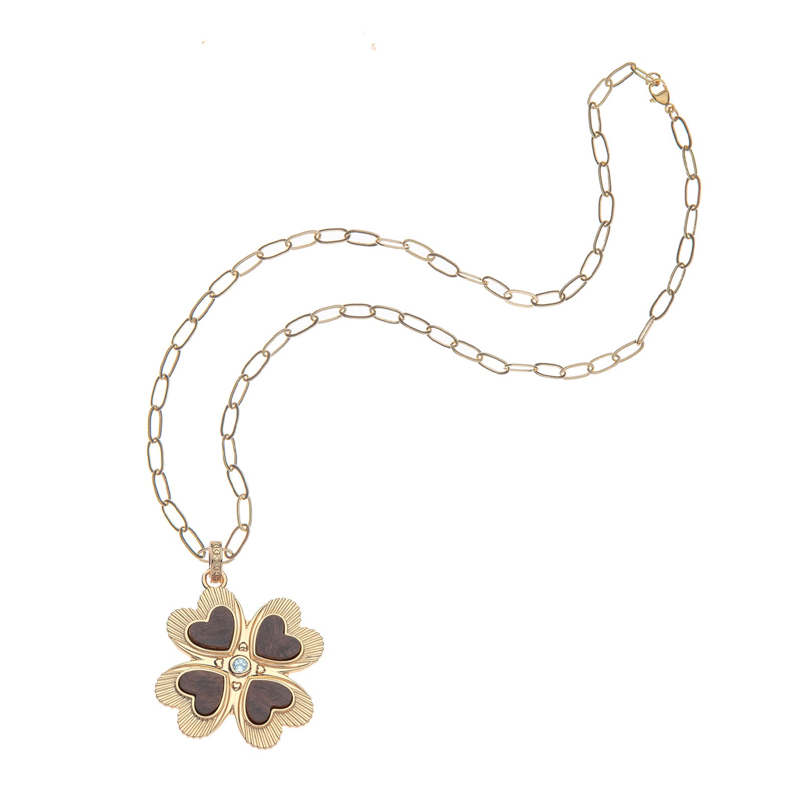 LUCKY in Love Clover Pendant with Wood