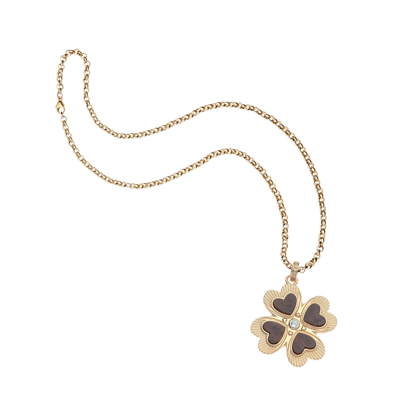 LUCKY in Love Clover Pendant with Wood
