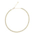 Gold tennis necklace features heart shaped white CZ stones
