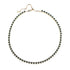 Gold tennis necklace features heart shaped black CZ stones