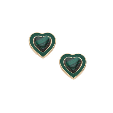 LOVE Petite Enchanted Heart Earrings in Malachite