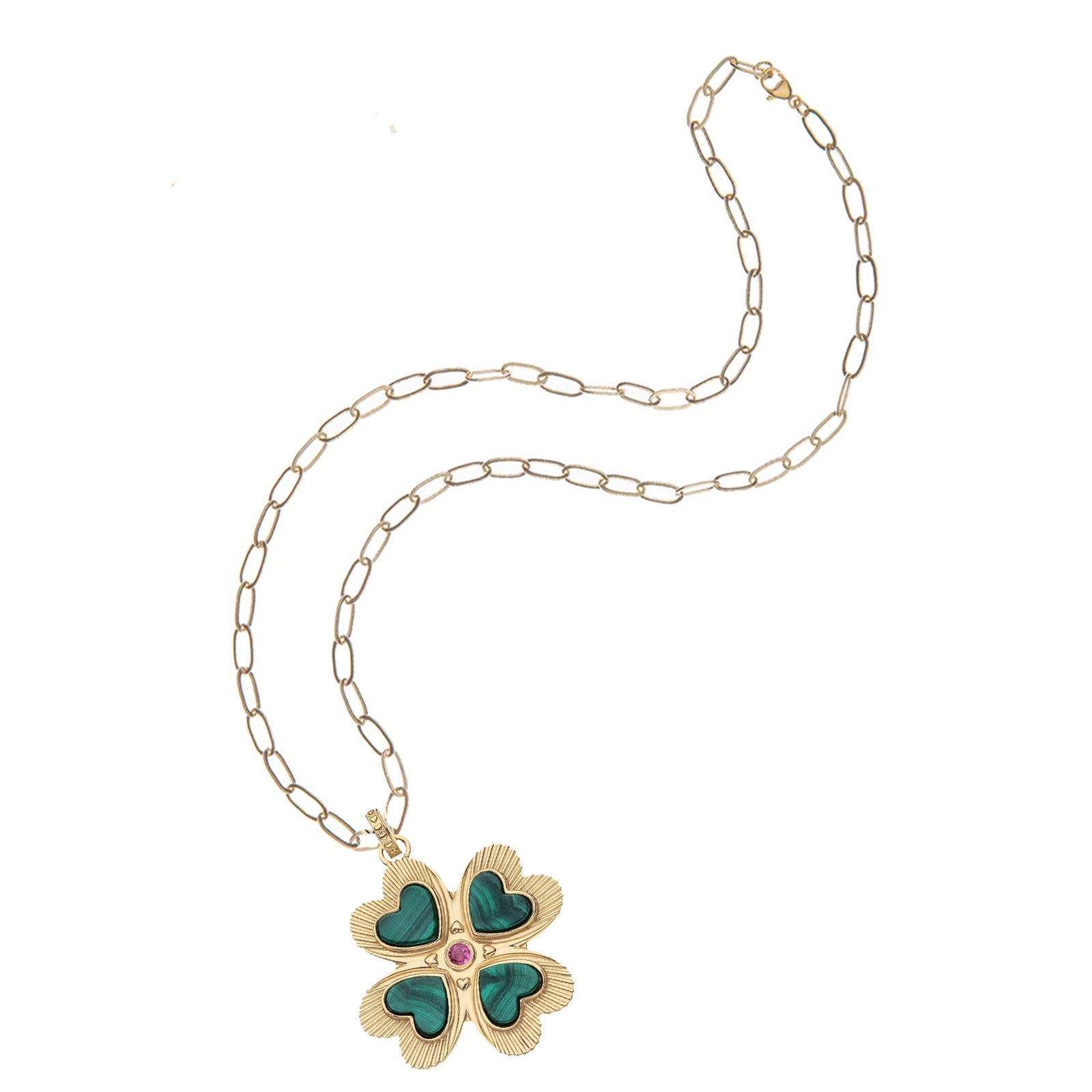 LUCKY in Love Clover Pendant with Malachite – Jane Win Jewelry