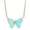 Amazonite butterfly with pink tourmaline accents on gold chain
