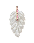 LUCKY Carved Mother of Pearl Feather Pendant in Solid Gold