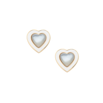 LOVE Petite Enchanted Heart Earrings in Mother of Pearl