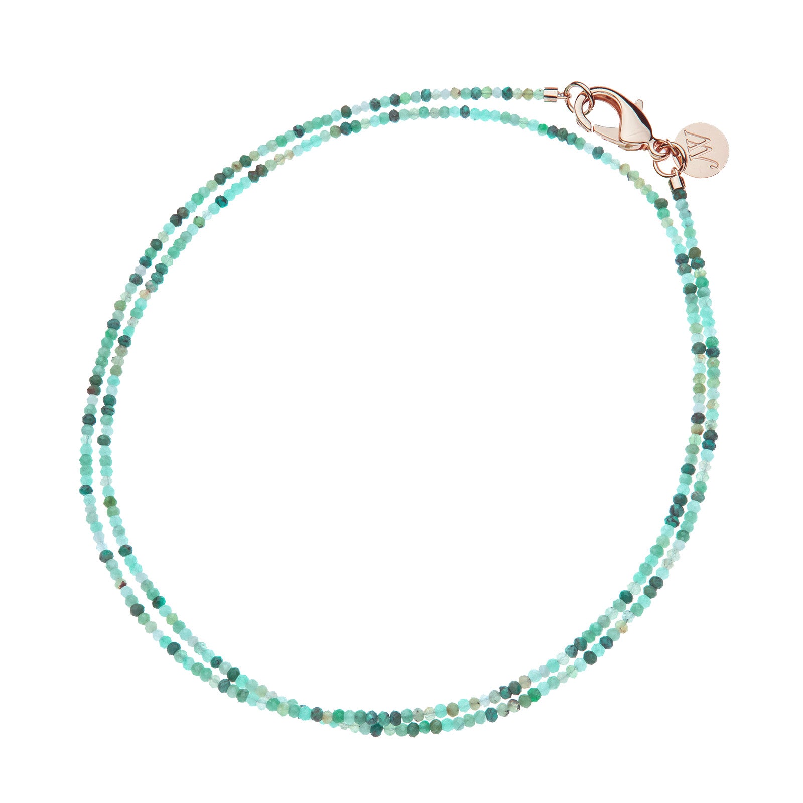 Multi Stone Double Wrap Diamond Cut Beaded Necklace