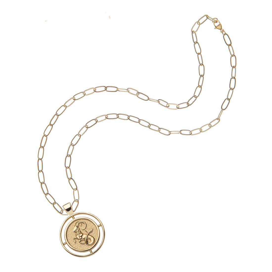 Zodiac Small Gold Pendant Coin Necklace with Astrology Symbol and ...