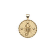 Gold small Scorpio coin pendant featuring a scorpion and three stars
