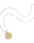 Gold small Virgo coin pendant on satellite chain