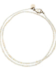 Double Wrap Diamond Cut Beaded Necklace in White Opal SALE